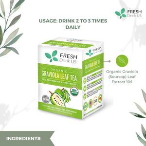 Graviola Leaf Soursop Tea - Organic Dried Leaves - Cell Support & Regeneration, Calm Relaxation - Caffeine Free -24/1g/Box